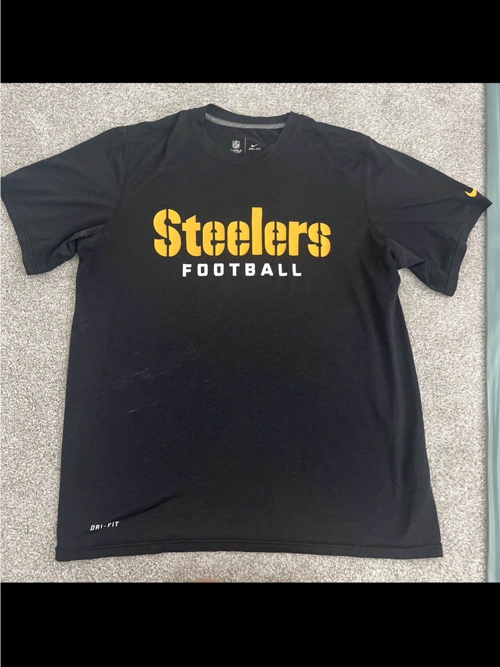 Nike Dri-FIT NFL Pittsburgh Steelers Black & Gold Football T-Shirt Men’s Large